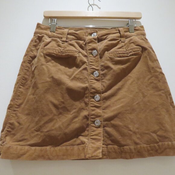 7 FOR ALL MANKIND Button Front Corduroy Mini Skirt Penny Tan Retro Boho Preppy - Picture 7 of 13